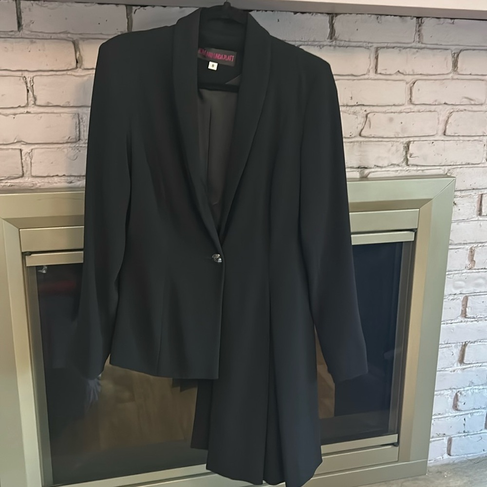 Tom and Linda Platt Asymmetrical Black Blazer Size 8